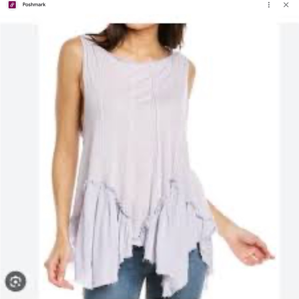 Free People Lavender Ruffle Hem Tank Top